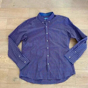 J. Mclaughlin Modern Fit Plaid Button Down Shirt XL Blue